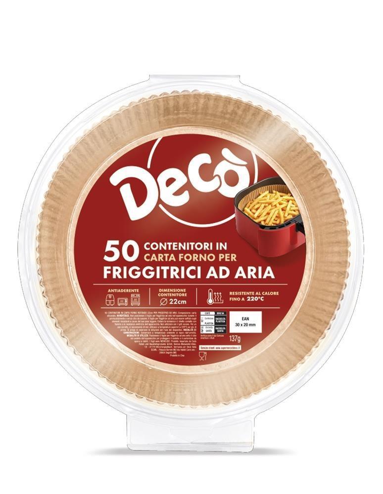 decò contenitori in carta forno rotondi 22x22 cm per friggitrici ad aria decò x50 - foto 1